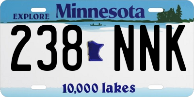 MN license plate 238NNK