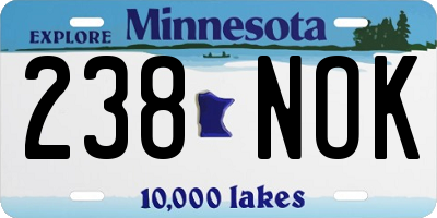 MN license plate 238NOK