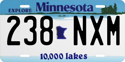 MN license plate 238NXM