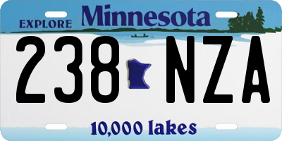 MN license plate 238NZA