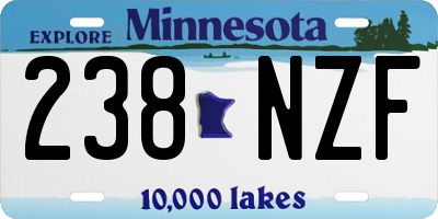 MN license plate 238NZF