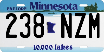 MN license plate 238NZM