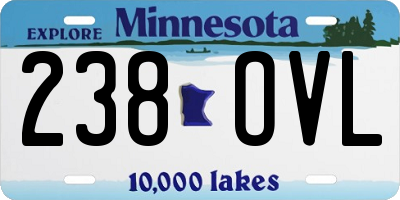 MN license plate 238OVL