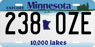 MN license plate 238OZE