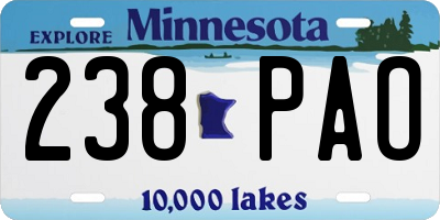 MN license plate 238PAO