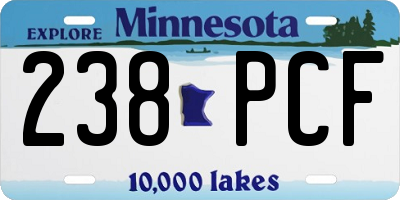MN license plate 238PCF