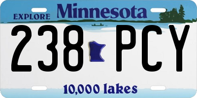 MN license plate 238PCY