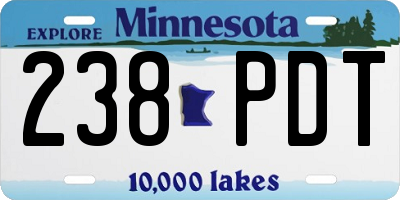 MN license plate 238PDT