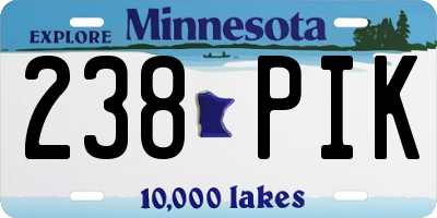 MN license plate 238PIK