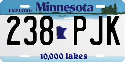 MN license plate 238PJK