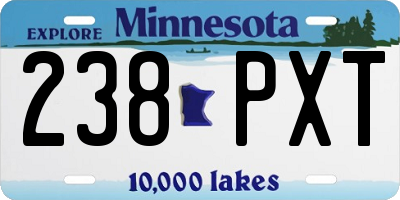 MN license plate 238PXT