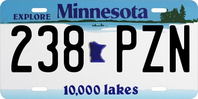 MN license plate 238PZN