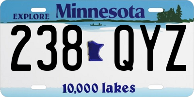 MN license plate 238QYZ