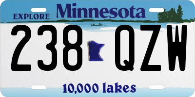 MN license plate 238QZW