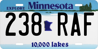 MN license plate 238RAF