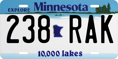 MN license plate 238RAK