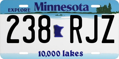 MN license plate 238RJZ