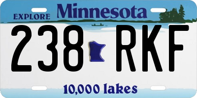 MN license plate 238RKF