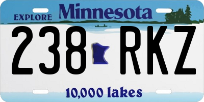 MN license plate 238RKZ