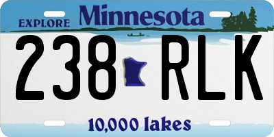 MN license plate 238RLK