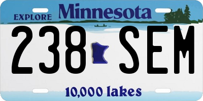 MN license plate 238SEM