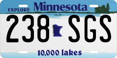 MN license plate 238SGS