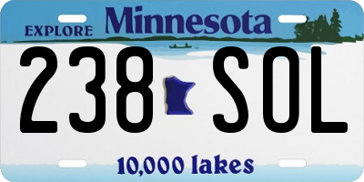 MN license plate 238SOL