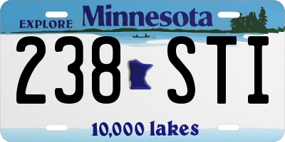 MN license plate 238STI