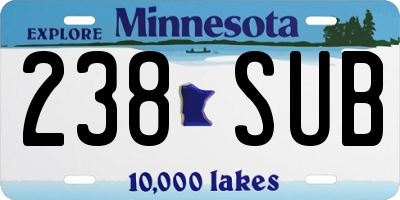 MN license plate 238SUB