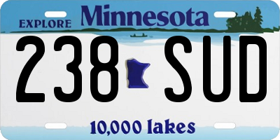 MN license plate 238SUD