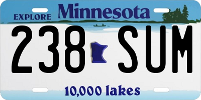 MN license plate 238SUM