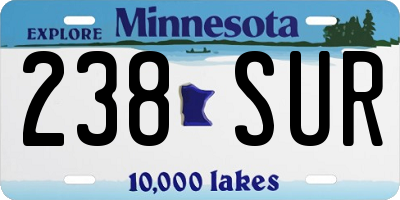 MN license plate 238SUR