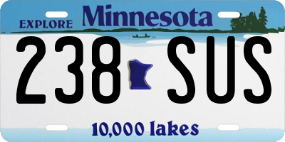 MN license plate 238SUS