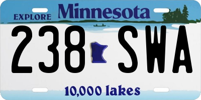 MN license plate 238SWA