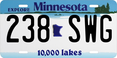 MN license plate 238SWG
