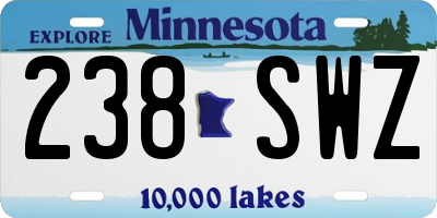 MN license plate 238SWZ