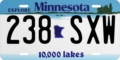 MN license plate 238SXW