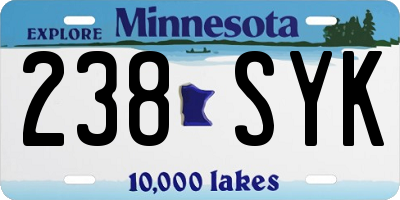 MN license plate 238SYK