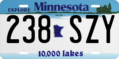 MN license plate 238SZY