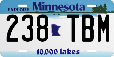 MN license plate 238TBM
