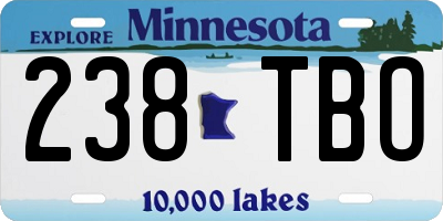 MN license plate 238TBO