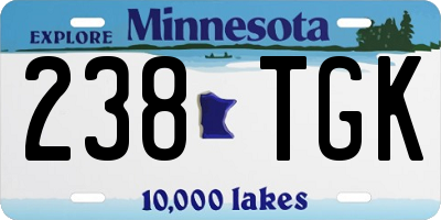 MN license plate 238TGK