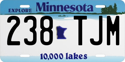 MN license plate 238TJM