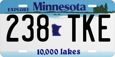 MN license plate 238TKE