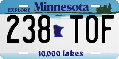 MN license plate 238TOF