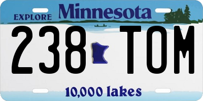 MN license plate 238TOM