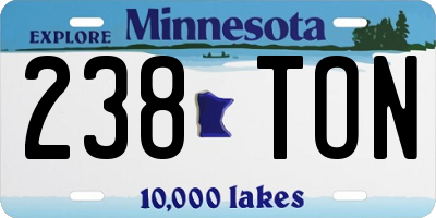 MN license plate 238TON