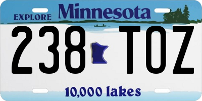 MN license plate 238TOZ