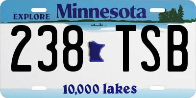 MN license plate 238TSB