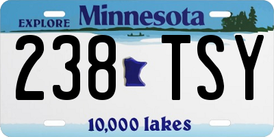 MN license plate 238TSY